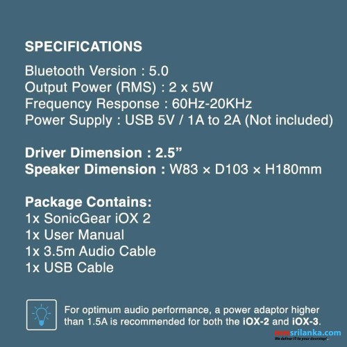 SONICGEAR IOX 2 | STEREO BLUETOOTH 2.0 SPEAKER SYSTEM | TOTAL SYSTEM POWER 10 RMS | WITH RGB EFFECT (1Y)